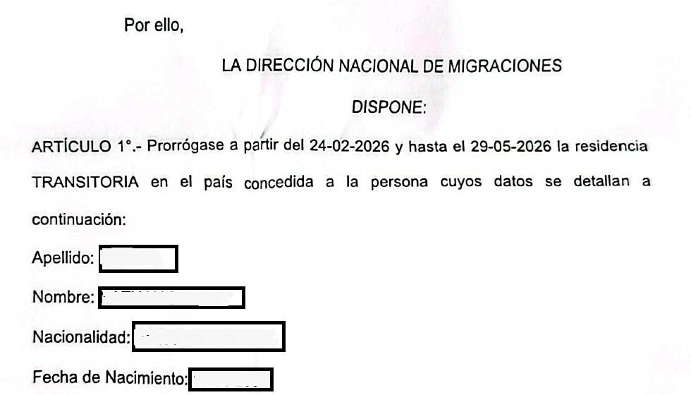 Prórroga de «turista»